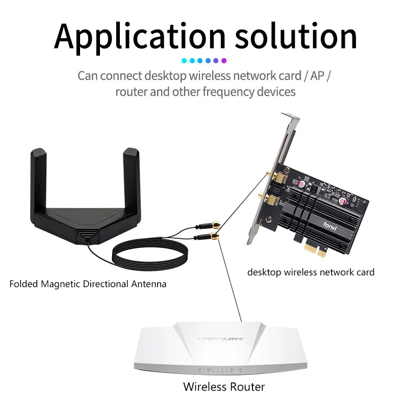 best wifi adapter for pc Độ Lợi Cao 2.4G/5G Kép Ăng Ten Ngoài Cáp Tiếp Nhận Tín Hiệu Cho PCIE Để Bàn Wifi AX200 thẻ Không Dây AP network card