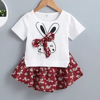 

2020 Girls Dress Spring Summer Flower Printing Princess Dress Girls Clothes Children Clothing Cute Animal Style Girls Clothing