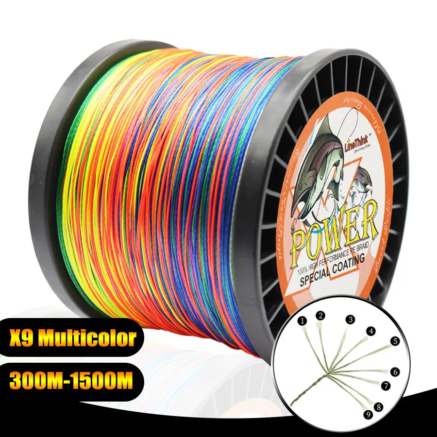 Super Power Braided Fishing Wire 9 Strands 300M 500M 1000M 1500M Superbraid Thread Multicolor Fish Line Lake Sea Fishing