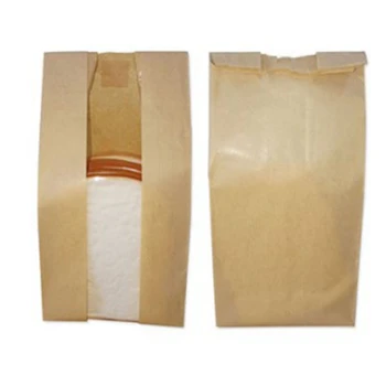 

50Pcs Kraft Paper Bread Clear Avoid Oil Packing Toast Window Bag Baking Takeaway Food Package Cake Bag Party