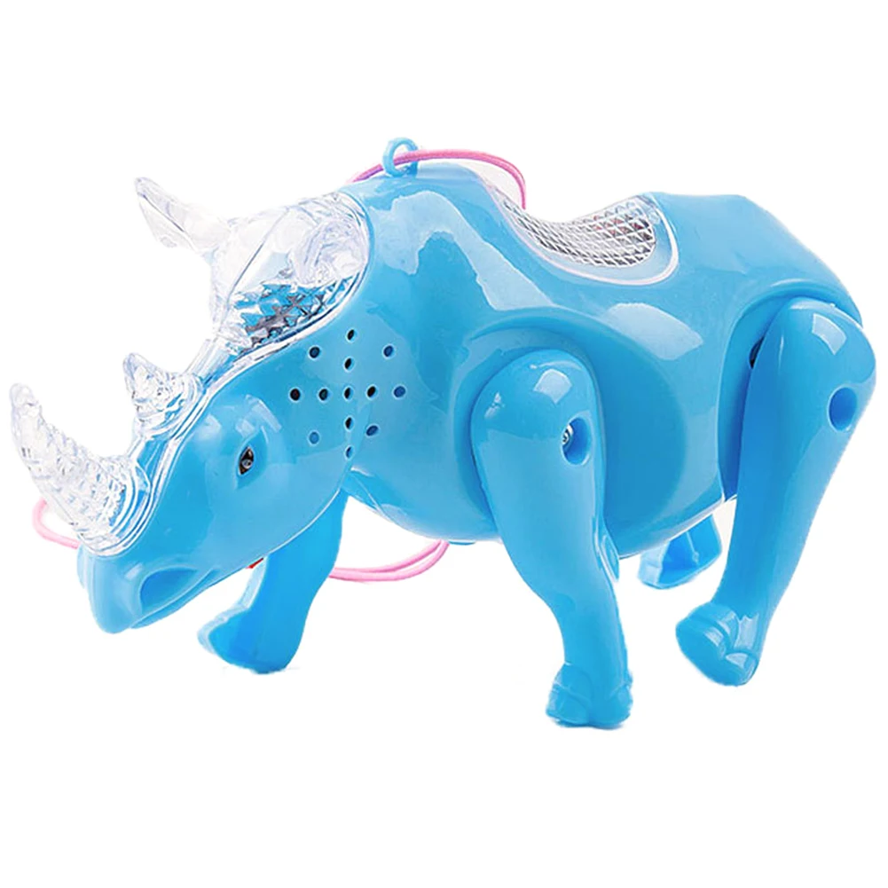 Электрическая музыкальная ходьба животное носорог игрушки светодиодный светильник светящаяся электронная игрушка для домашних животных Музыкальные игрушки для детей подарок для маленьких девочек и мальчиков