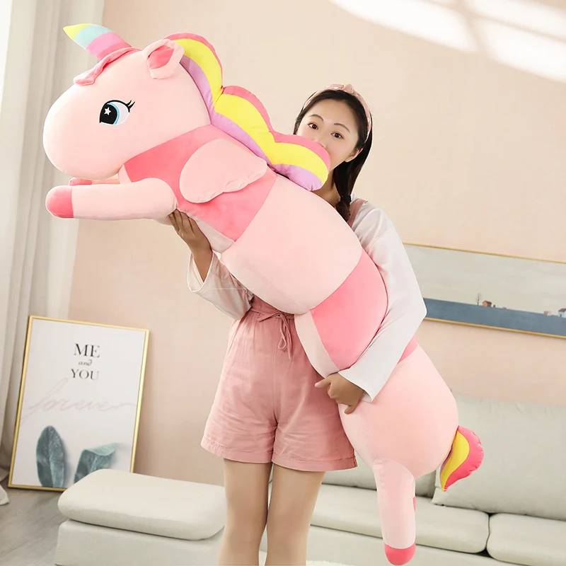 

80-120cm Cute Animals Caterpillar Doll Stuffed Unicorn Dinosaur Cattle Plush Toys Soft Cartoon Long Pillow Girls Birthday Gifts