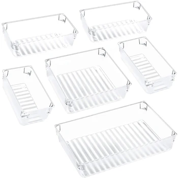 

Desk Drawer Storage Box Tray,Drawer Partition Storage Box Custom Layout Storage Box for Bedroom Bathroom Kitchen Office6-Dropshi