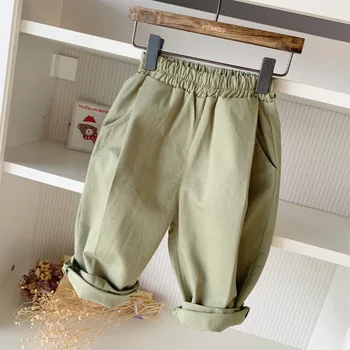 

WLG Kids Harem Patns Boys Girls Solid Pant Spring Green Loose Trousers Baby Causal All Match Clothes for 1-5 Years