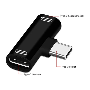 

Double Type C To USB-C Earphone Headphone Audio Cable Charging Adapter Splitter Convertor For Xiaomi Mi 8 Mi 6 Adapter TSLM1