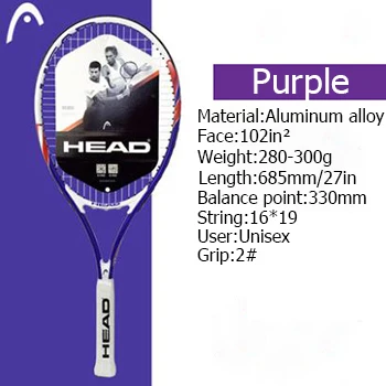 Purple Оригинальная Теннисная ракетка, карбоновая Теннисная ракетка, Tenis Raquete HEAD Raquet Tenis Paddle 4 1/4, ракетка для тенниса - Цвет: Purple