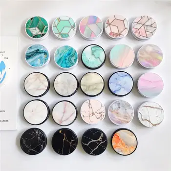

Glossy Popular Marble Expanding Phone Stand Grip Finger Rring Support Anti-Fall Round Foldable Mobile Phone Holder for iPhone 11