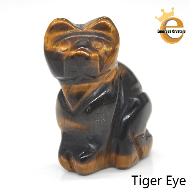 Stone Carving Cat Figurine Natural Gemstone Quartz Agate Jade Crystal Healing Animals Statue Home Decoration