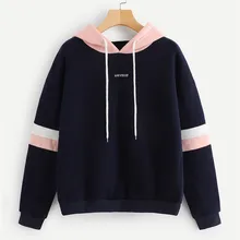 Женские спортивные зимние толстовки, полосатые Лоскутные Повседневные короткие толстовки с длинным рукавом, топы для девочек, зимние теплые «дышащие» пуловеры