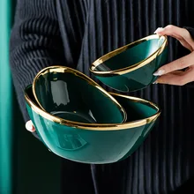 Green Glaze Phnom Penh Ceramic Bowl Rice Vegetable Dessert Soup Noodle Salad Bowl Serving porcelain Tableware Set Kitchen Tools