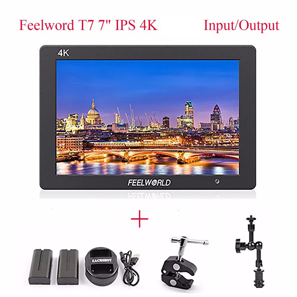 Feelworld T7 4K вход/выход на камеру монитор + батарея зарядное устройство волшебная
