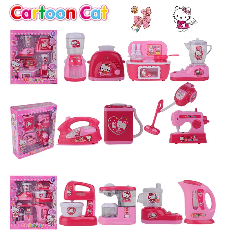 Hello kitty Электрический Детский развивающий игровой дом игрушки модель умная жизнь Кухня маленькая бытовая техника