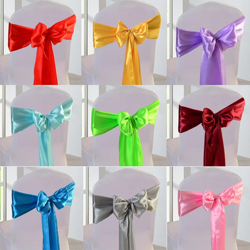 

10pcs/lot Chair Decorative Satin Sashes Bow Designed for Wedding Events Banquet Home Kitchen Decoration