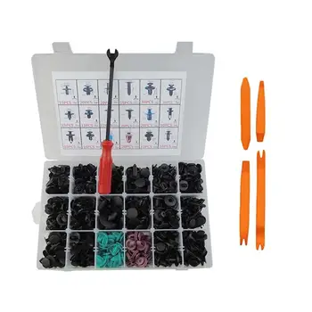 

304pcs Plastic Push Pins Rivet Clips Car Push Door Trim Panel Bumper Fender Clip With 5PCS Crowbars For Truck SUV Car