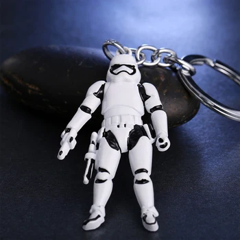 

ZXMJ White soldier keychain Creative cartoon Anime figure Car keyring Accessories metal pendant key chain for women man gift new