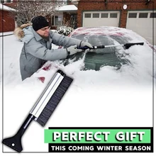 Raspador de hielo para parabrisas de coche, cepillo extensible de acero inoxidable, herramienta de limpieza, escoba, accesorios de invierno