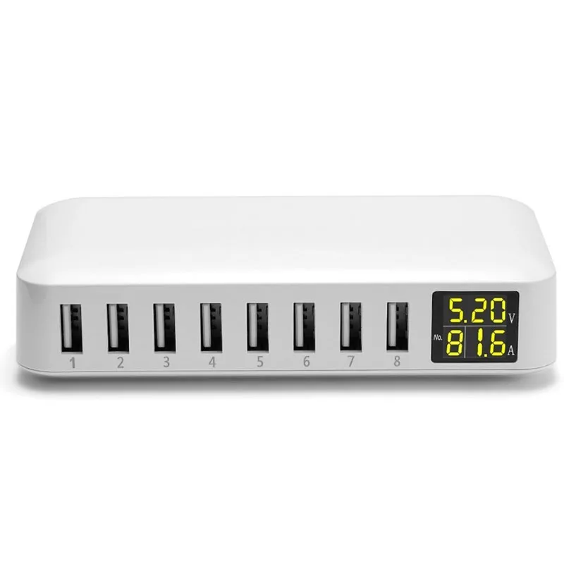 5 в 2.4A 8 портов Мульти USB зарядное устройство ЖК цифровой дисплей Быстрая Зарядка