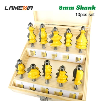 

LAMEZIA 10pcs/set 8mm Handle Carbide Steel Armrest Lace Line Knife Cabinet Engraving Machine Milling Cutter
