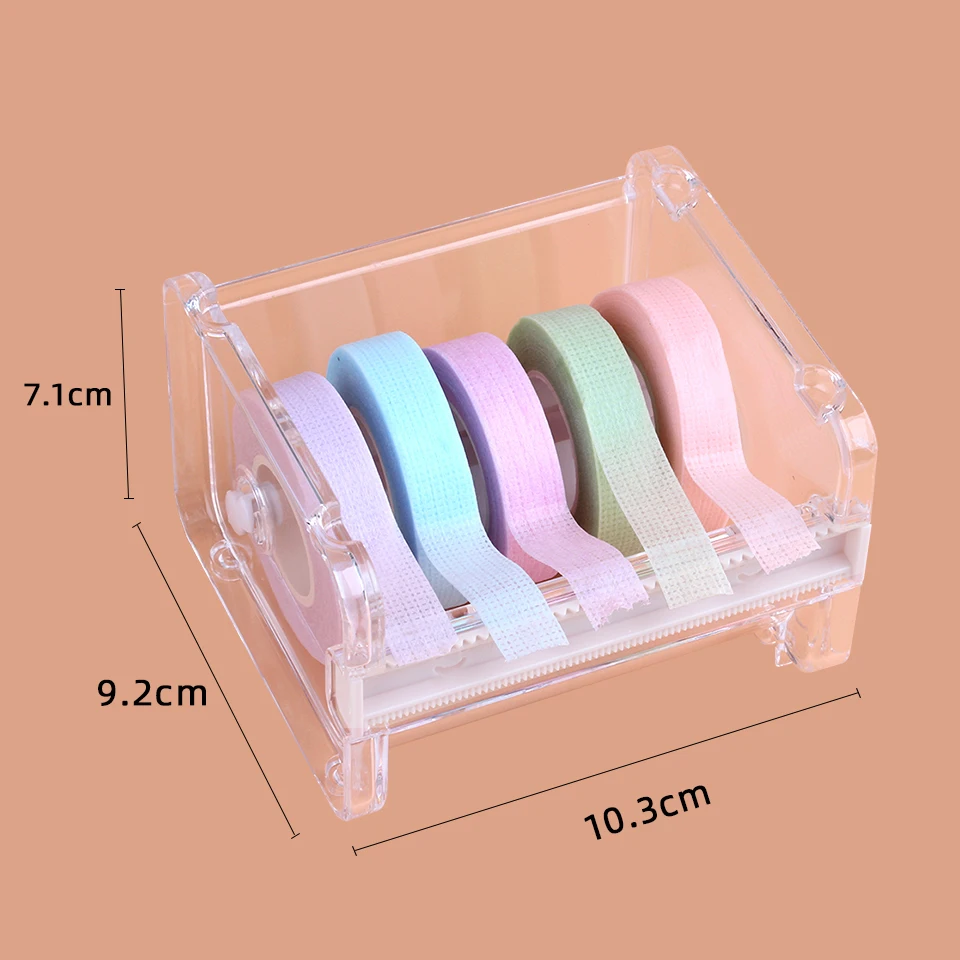 Portable Transparent Acrylic Eyelash Tape Cutter Colorful Cutter PE Medical Tapes Adhesive Rotating Tape Holder Eyelash Tools