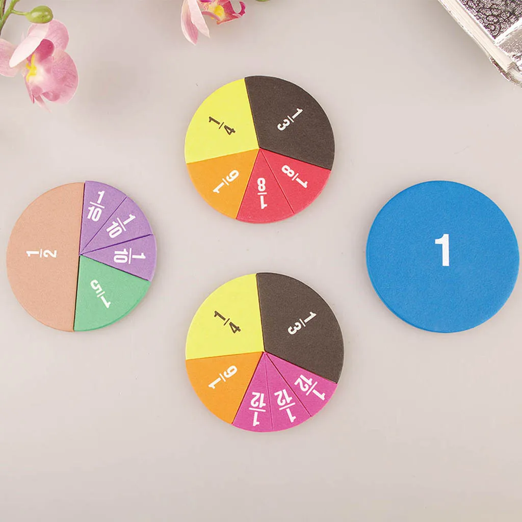 Magnetic Rainbow Fraction Tiles Circular Math Fractions Card Kids Mathematics Puzzle Game Education Teaching Demonstration 