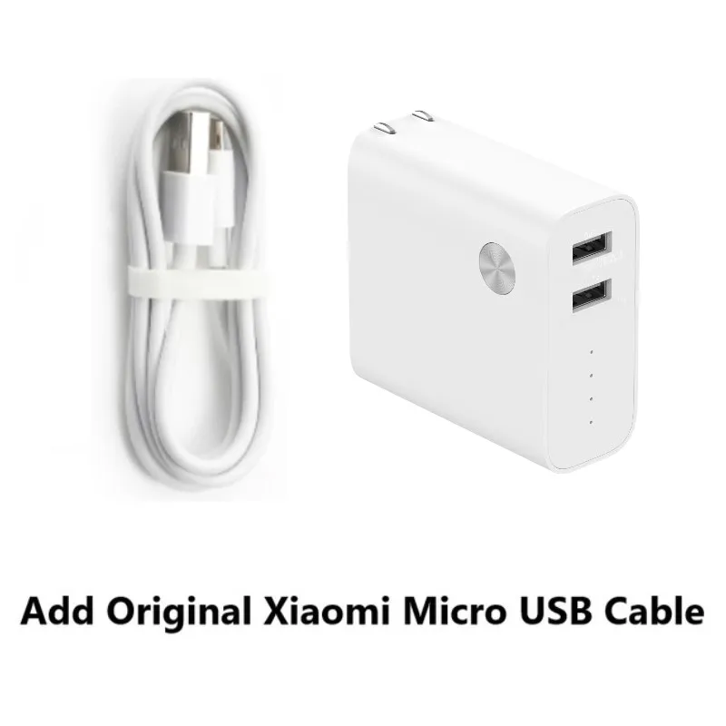 Set 2 USPlug Xiaomi 2 в 1 5000 мАч банк питания с двойным USB быстрое настенное зарядное устройство 5 В 3A 5 в 2.4A банк питания для iPhone samsung телефон - Цвет: Set 2 USPlug