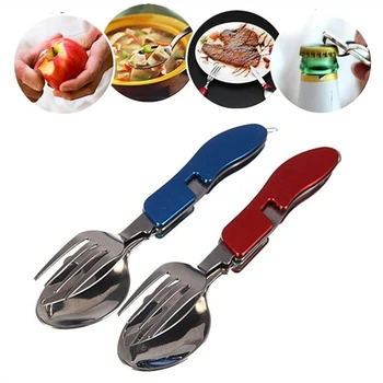 

3Pcs New Multifunction Outdoor Travel Camping Hiking Pocket Folding Spoon Fork Knife Durable Tableware