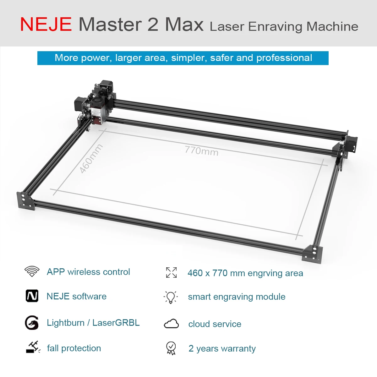 Лазерный гравировальный станок NEJE Master 2 Max лазерный резак большого размера 460 × 770
