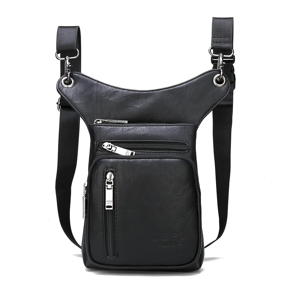 One Bag- Black JEEP BULUO, многофункциональные мужские сумки, маленькая сумка через плечо, на плечо, спилок, кожа, модная, на ногу, сумка на талию, сумки, новые, для молодых мужчин, мини - Цвет: One Bag- Black