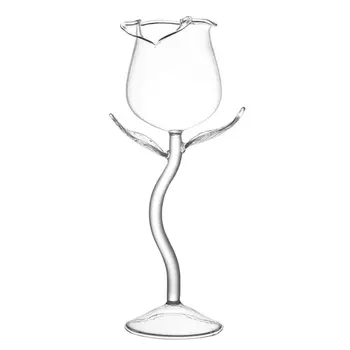

2020 New Fancy Red Wine Goblet Wine Cocktail Glasses 100ml Rose Flower Shape Wine Glass P