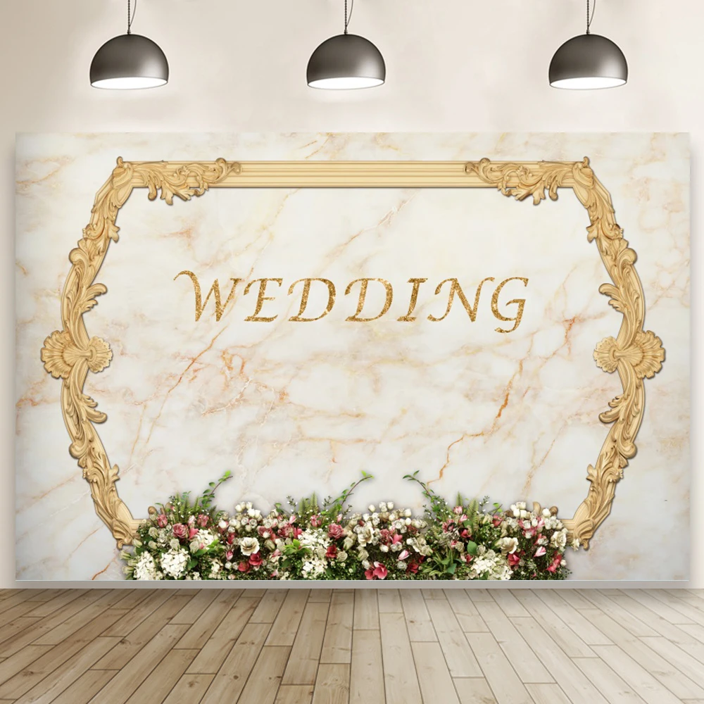 Classic Marble Pattern with Flowers Backdrop Photography Wedding Ceremony Studio Background Prop Banner Wall Decorations | Электроника