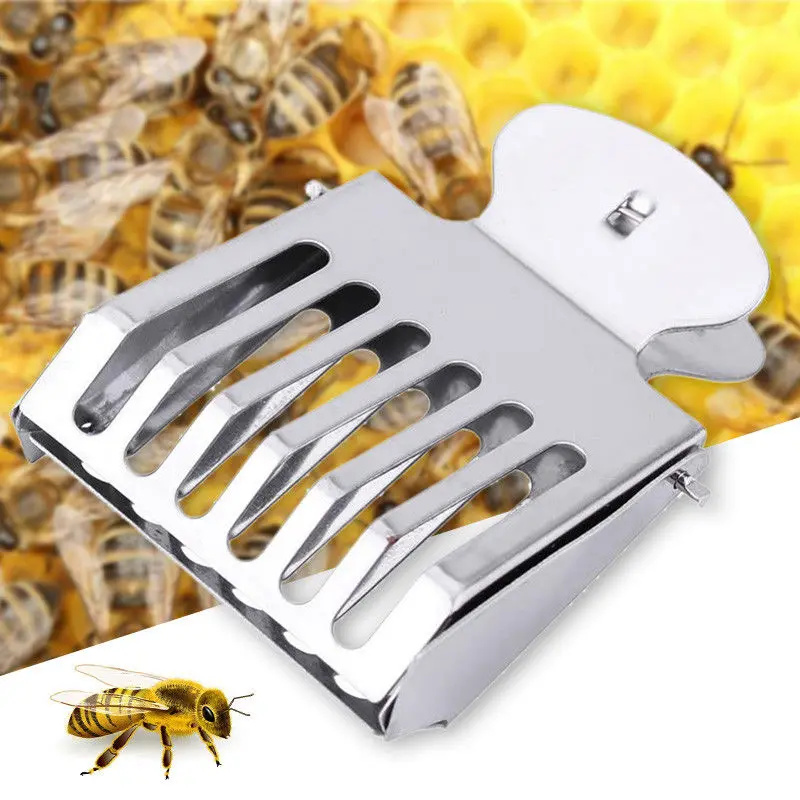5pcs Bee King Cage Catcher, Stainless Steel Book Clip Type Anti Running Bee Clip Cages Anti Escaping Barrier Kit Beekeeping Tools