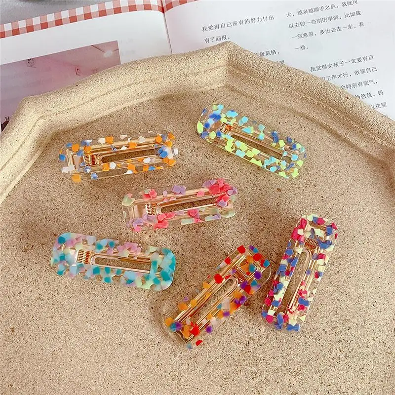 

Sweet Cute Hairpins Elegant Acrylic Hair Clip Girls Acetic Acid Cute Hairpins Colorful Barrettes Bobby Pin Duckbill Bangs Clip