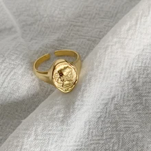 GHIDBK, ручная работа, 925 пробы, серебряная монета с портретом, открытые кольца, минималистичное человеческое лицо, серебряное кольцо, регулируемое массивное кольцо, распродажа
