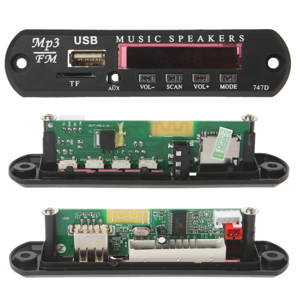 Car Radio Handsfree 12V Mp3 decoder Board Panel Bluetooth 5.0 Wireless FM Module TF Card 3.5mm USB AUX Music