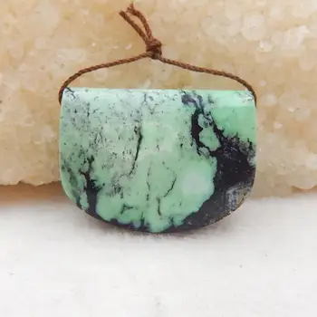 

New Arrival Natural Green Turquoise Drilled Pendant Bead 25x35x10mm，14g