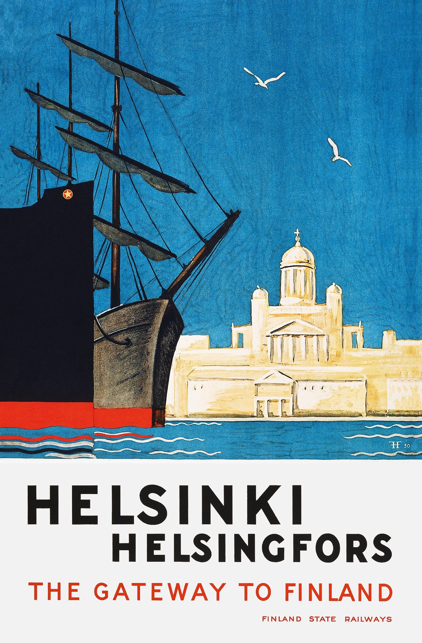 Скандинавское искусство Финляндия путешествия Helsinki Saimaa холст живопись Винтаж