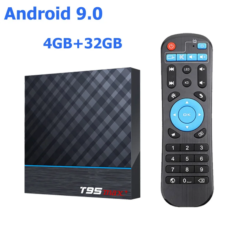 Смарт ТВ-приставка t95max+ Android 9,0 Amlogic S905X3 8k Netflix Plex медиа-сервер Play Store бесплатное приложение телеприставка PK HK1MAX H96 - Цвет: 4G 32G TV BOX