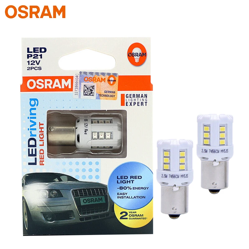 Osram Premium LED W16W 921 T16 Rear Brake Fog Light Bulbs Red 12V 2W Twin Pack 