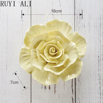 

8CM LARGE SIZE CERAMIC WALL STICKERS CRAFTS ROSES WEDDING ROOM DECORATION CRAFTS WALL HANGING LIVING BACKGROUND MURAL ORNAMENT