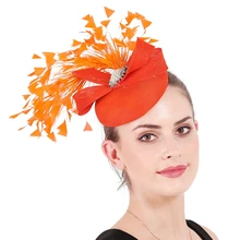 Mingli Tengda оранжевый ручной головной убор с перьями, головной убор для невесты, банкета, Батиста, торжественная шляпа, благородные шляпы, аксессуары для невесты