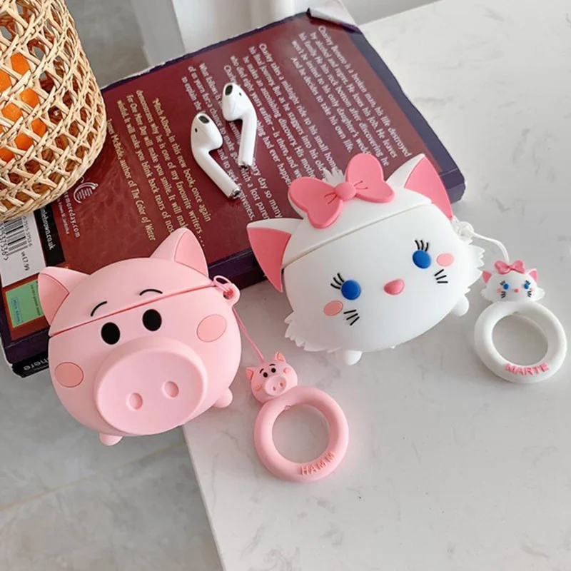

Cute Animal Piglet Kitten Soft Silicone Case Earphones For Apple Airpods Bluetooth Wireless Earphone Protective Skin Cover Box