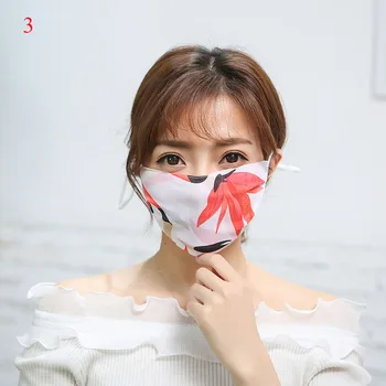 

5PCS Flower Print Hanging Ears Masks Chiffon Lady Masks Summer Thin Sunscreen Mask UV Protection Mask Riding Veil Mask Women