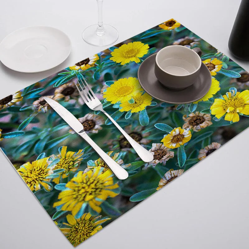 573 Fuwatacchi Oil Painting Drink Coasters Reusable Dining Table Mat Placemats for Kitchen Table Polyester or Cotton and Line Decor - Цвет: 573