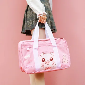 

NEW JK Uniform Bag cute piggy Messenger Bag Briefcase Work Large Capacity Tote Shoulder Bags Women canvas Handbags cosplay bag