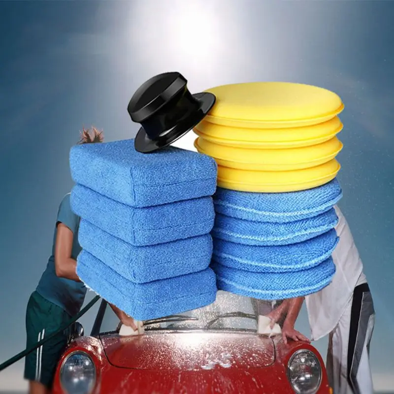 Esponja de Espuma de Cera Almofadas para Automóvel Polonês Carro Conjunto Zero Livre Aplicador Multiuso Limpo Manutenção Acessório 13 Pçs 7 Esponja p/ encerar