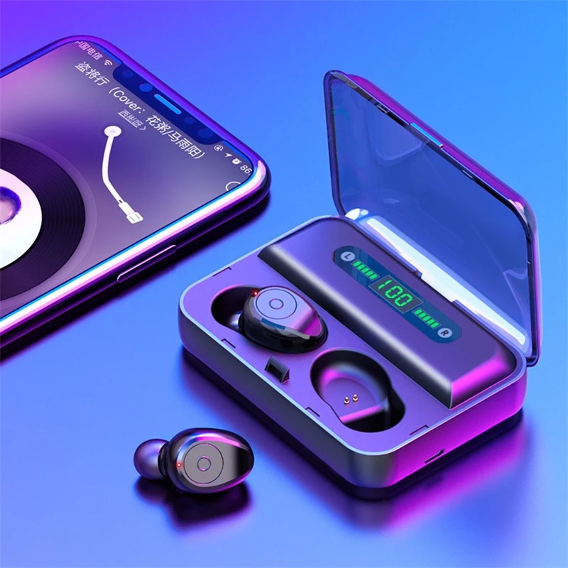 

F9 TWS IPX7 Bluetooth V5.0 Waterproof Sport Earphone Headset HD Microphone CVC 8.0 Noise Cancel 1200mAh/3500mAh Super HIFI Sound