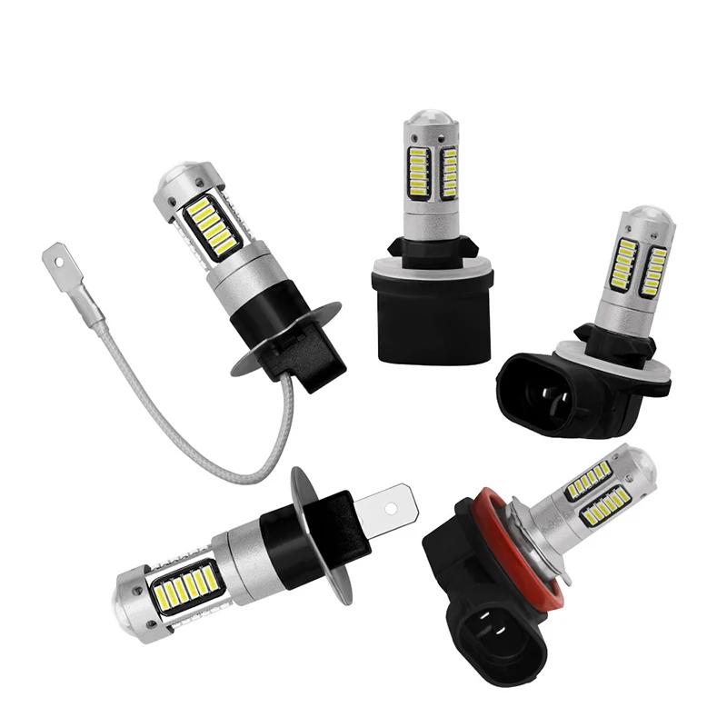 2 шт. H3 светодиодный H1 светодиодный 4014 чипов 30 SMD высокой мощности Светодиодный H1 H3 Противотуманные фары лампы объектив DC 12 В