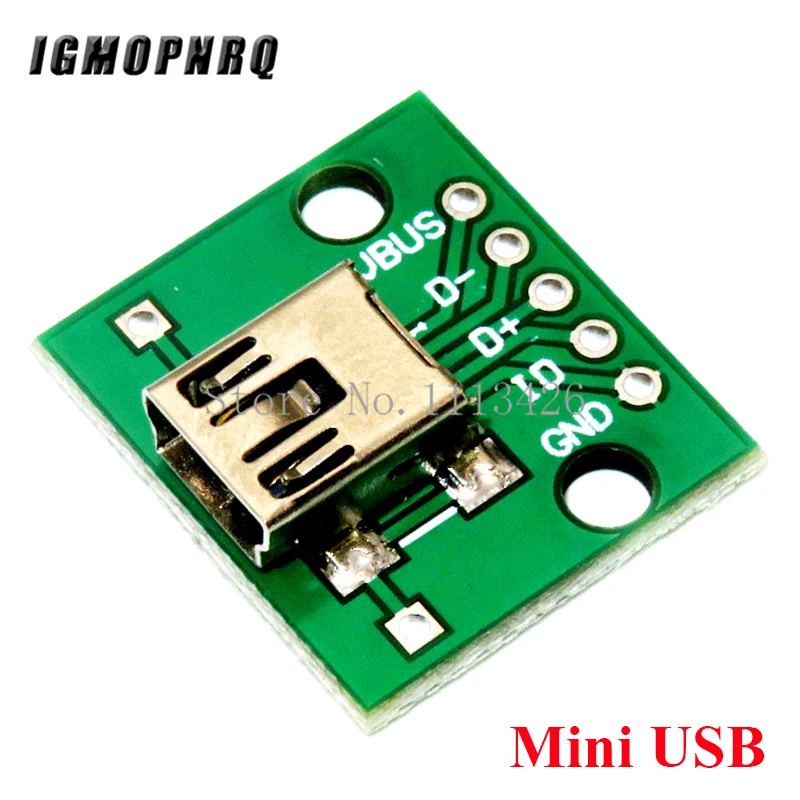 5 шт. Micro Mini USB A папа USB 2,0 3,0 A мама USB B разъем интерфейс до 2,54 мм DIP PCB конвертер адаптер коммутационная плата - Color: Mini USB
