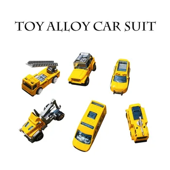 

6pcs 5 Colors Assorted Alloy Mini Truck Toy And Race Car Toy Kit Set Play Construction Vehicle Playset Educational For Children