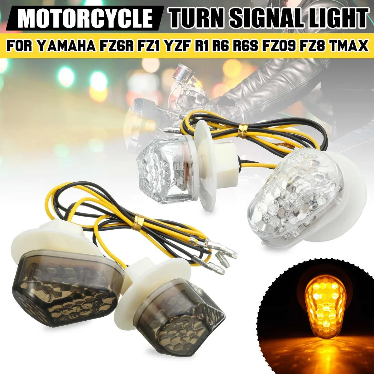 Motorcycle Mount LED Turn Signals Lights Indicator For Yamaha YZF R1 R6 R6S 02